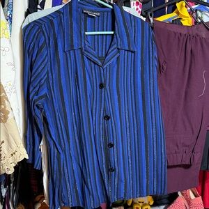 Elegant Blue and Black Striped Men's Shirt